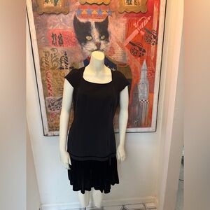 Carmen Milano Italy vintage Y2K drop waist cocktail black velvet pleated bottom